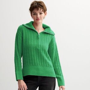 Juniors' Pink Republic Quarter-Zip Chenille Tunic Melon Green NWT Size XL